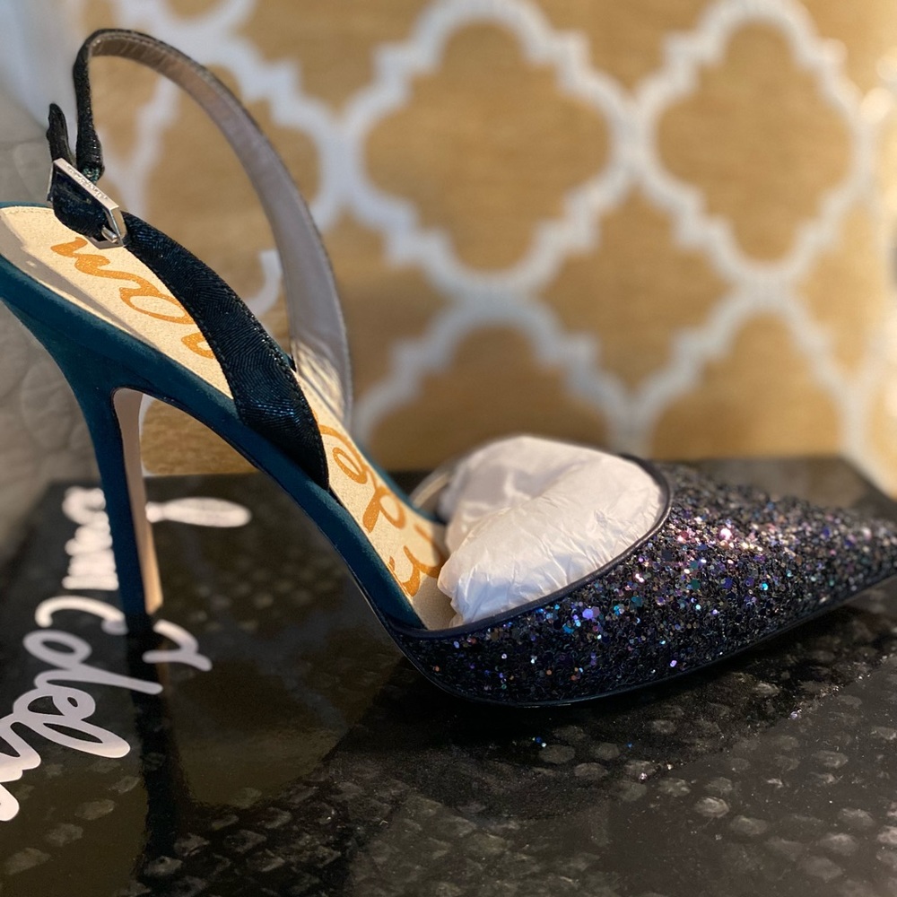 Sam Edelman Glitter Navy High Heels NEW
